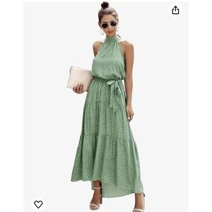 NWT‎ PrettyGarden Green Halter Backless Maxi Dress Size XL